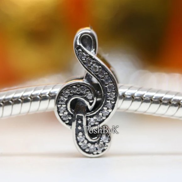 PANDORA Sweet Music Treble Clef Note Charm 791381CZ - Picture 1 of 3
